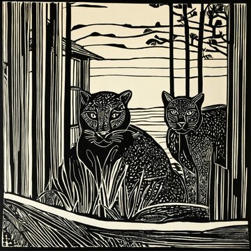 Wild animals simple drowing background