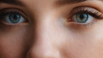 A close-up of a woman's eye, part of a larger image of her face