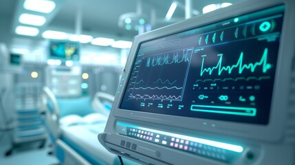 Fototapeta premium Innovations in Advanced Medical Technology Interactive Diagnostic Tools and Health Monitors in Bright, Sterile Environment