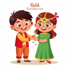 Raksha bandhan illustration of brother and sister