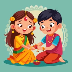 Raksha bandhan illustration of brother and sister