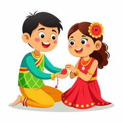 Raksha bandhan illustration of brother and sister