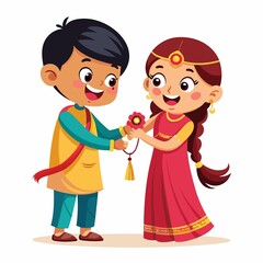Fototapeta premium Raksha bandhan illustration of brother and sister