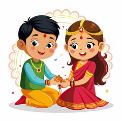Raksha bandhan illustration of brother and sister