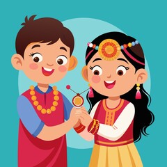 Raksha bandhan illustration of brother and sister
