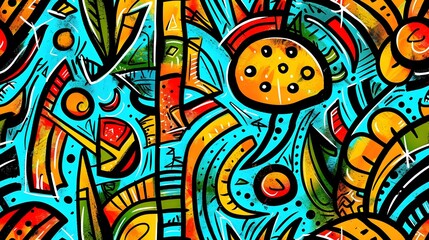 Fototapeta premium Vibrant Geometric Abstract Patterns in Kaleidoscopic Digital Art Composition