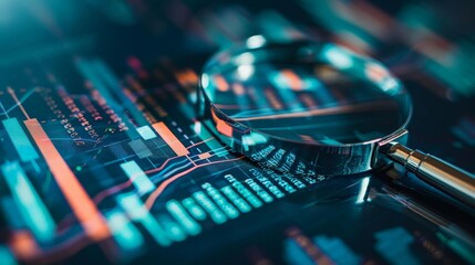 Magnifying Glass Analyzing Data Visualization