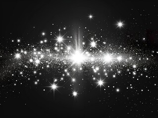 Fototapeta premium Bright white light forming large twinkling stars on an isolated background