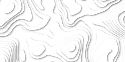 Fototapeta premium Abstract white paper cut background with line. 3d topography relief. Vector topographic illustration. realistic papercut decoration textured with wavy layer and shadow. seamless pattern wave design.