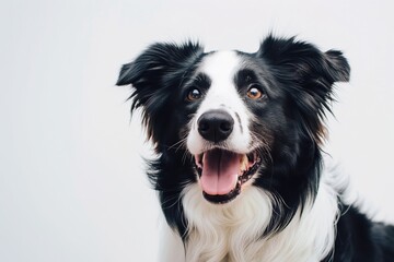 Fototapeta premium A black and white dog with a big smile on its face