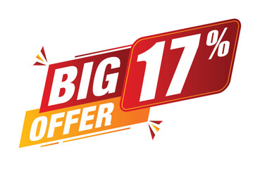 Fototapeta premium Big offer 17% tag. Sales concept. Vector illustration.