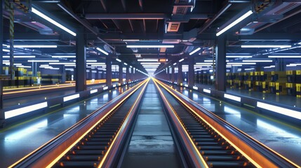 Futuristic Shipping Hub Efficiency Smart Conveyors & Digital Monitors