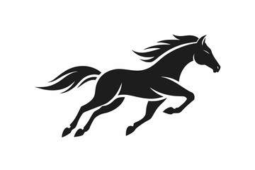 Flat vector logo for horse jumping, simple graphic design ,horse, animal, stallion, vector, silhouette, illustration, black, running, wild, farm, mane, run, 