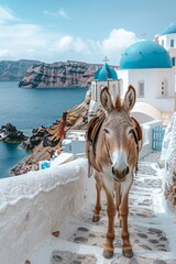 portrait of a donkey in the streets of santorini greece © Salander Studio