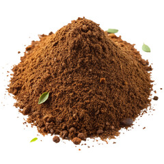 Dry tea powder isolated on Transparent background.