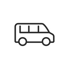 Minivan, linear style icon. Side view of a minivan. Editable stroke width.