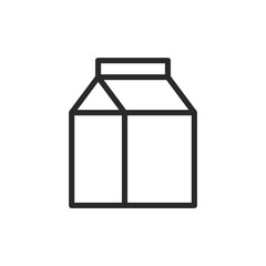 Carton packaging for liquid, linear style icon. Kefir, milk, juice. Editable stroke width