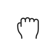Hand clenched in a fist, linear style icon. Editable stroke width