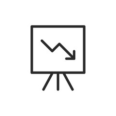 Downward trend chart, linear style icon. decline or negative trend. Editable stroke width.