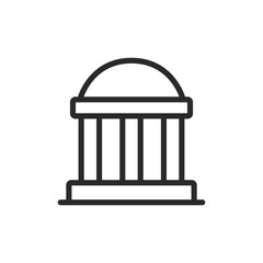 Historic building, linear style icon. Building with columns and rounded roof. Editable stroke width
