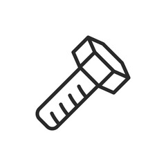 Bolt icon. A fastener representing mechanical parts and assembly. Line with editable stroke.