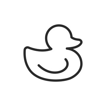 recommend clip art: Toy duck, linear style icon. Children's toy. Editable stroke width