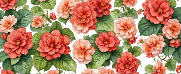 Floral Pattern with Begonias