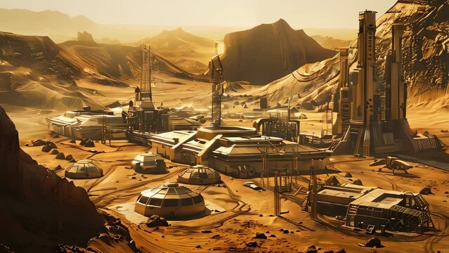 A mining facility on Mars