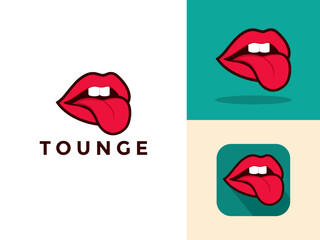 Tongue Sticking vector illustration, Tongue logo icon design set
