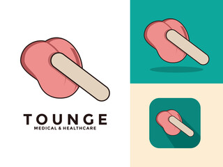 Mouth with protruding tongue, check up health tongue doctors. Tongue and disease. Flat vector illustration