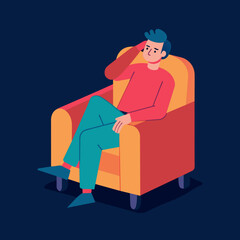 exhausted person in an armchair  isometry on blank background vector illustration