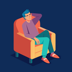 exhausted person in an armchair  isometry on blank background vector illustration