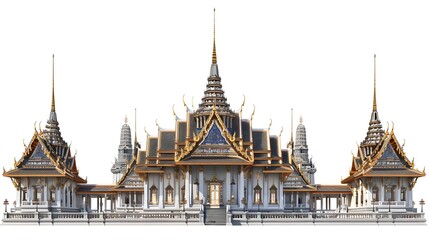Fototapeta premium Panoramic View of the Majestic Grand Palace with Blend of Thai and Modern Architecture
