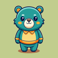 Cute Hand Drawn Animal Bear Cartoon Vector Illustration by eps 10