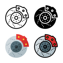 Set of Disc Brake Icon Vector Illustration