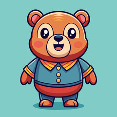 Cute Hand Drawn Animal Bear Cartoon Vector Illustration by eps 10