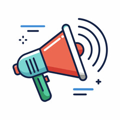 Megaphone with sound, linear icon. Advertising and distribution. Line with editable stroke
