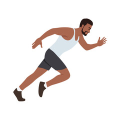 Young man runner sprinter explosive start in running. Flat vector illustration isolated on white background