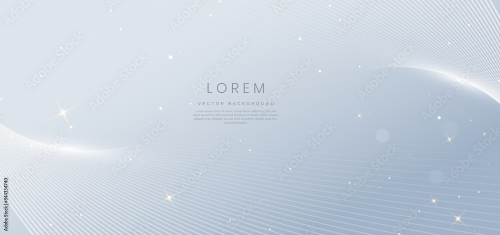 Wall mural abstract elegant grey background with white dynamic wave lines.