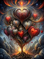 Abstrakter Hintergrund mit Herzen - Liebe und Emotionen in abstrakter Kunst Darstellung - Wunderschön