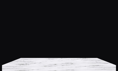White marble floor on black background.