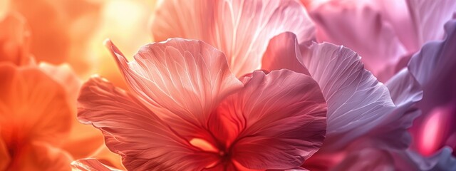 Obraz premium Close-up of vibrant flowers with soft focus background. Beautiful and colorful petals in bloom.