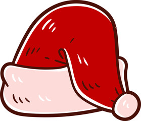 Santa hat, hand-drawn christmas hat.