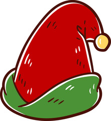 Fototapeta premium Elf hat, hand-drawn christmas hat.