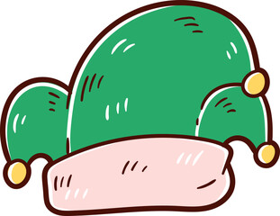 Elf hat, hand-drawn christmas hat.