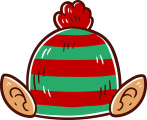 Elf hat, hand-drawn christmas hat.