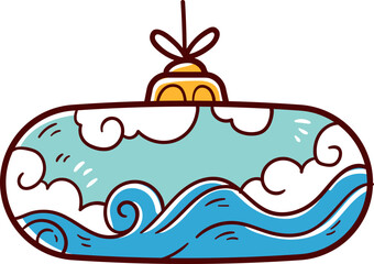 Decorative Christmas ball, hand-drawn christmas icon.