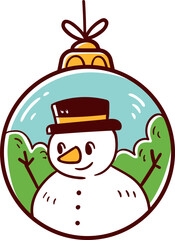 Decorative Christmas ball, hand-drawn christmas icon.