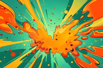 vector cartoon explosion background with splash, pop art style, bright colors