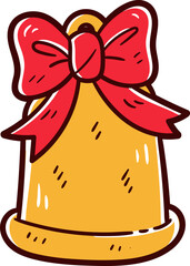 Bell, hand-drawn christmas icon.